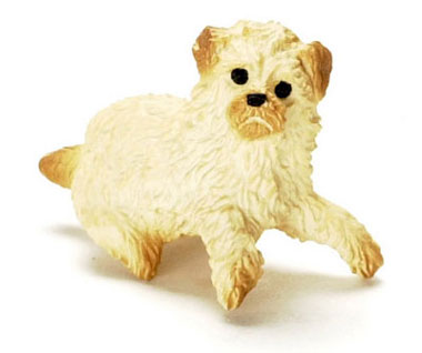 Dollhouse Miniature Sitting Poodle, Blonde